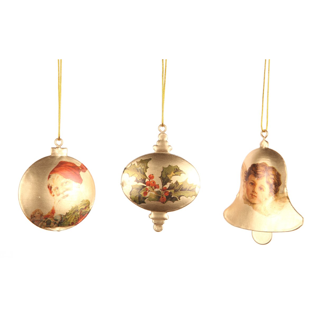 Set de 3 suspensions boule de noel doré/or, EDEN