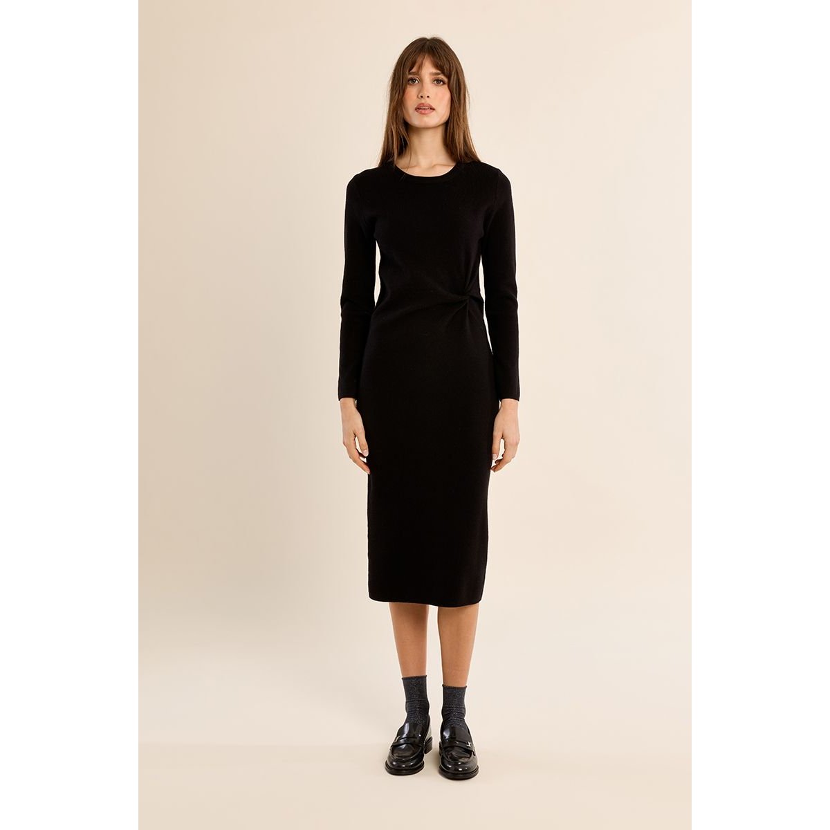 Robe longue, croisée noir, MOLLY BRACKEN
