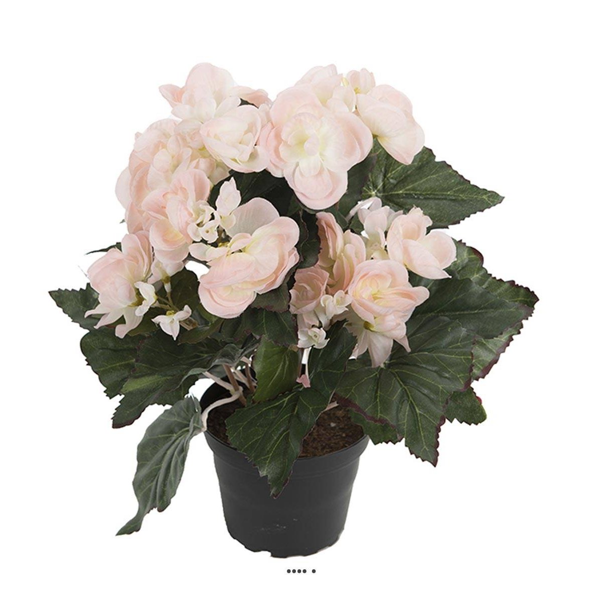 Begonia artificiel en pot H 28 cm superbe qua rose pâle, ARTIFICIELLES