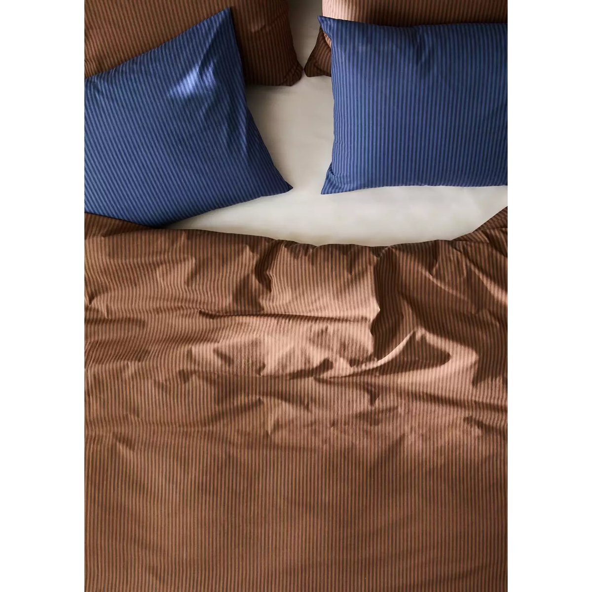 Housse de couette percale de coton 200 fils imprimé rayures fines kodak Lit 180/200 cm marron, MANGO HOME