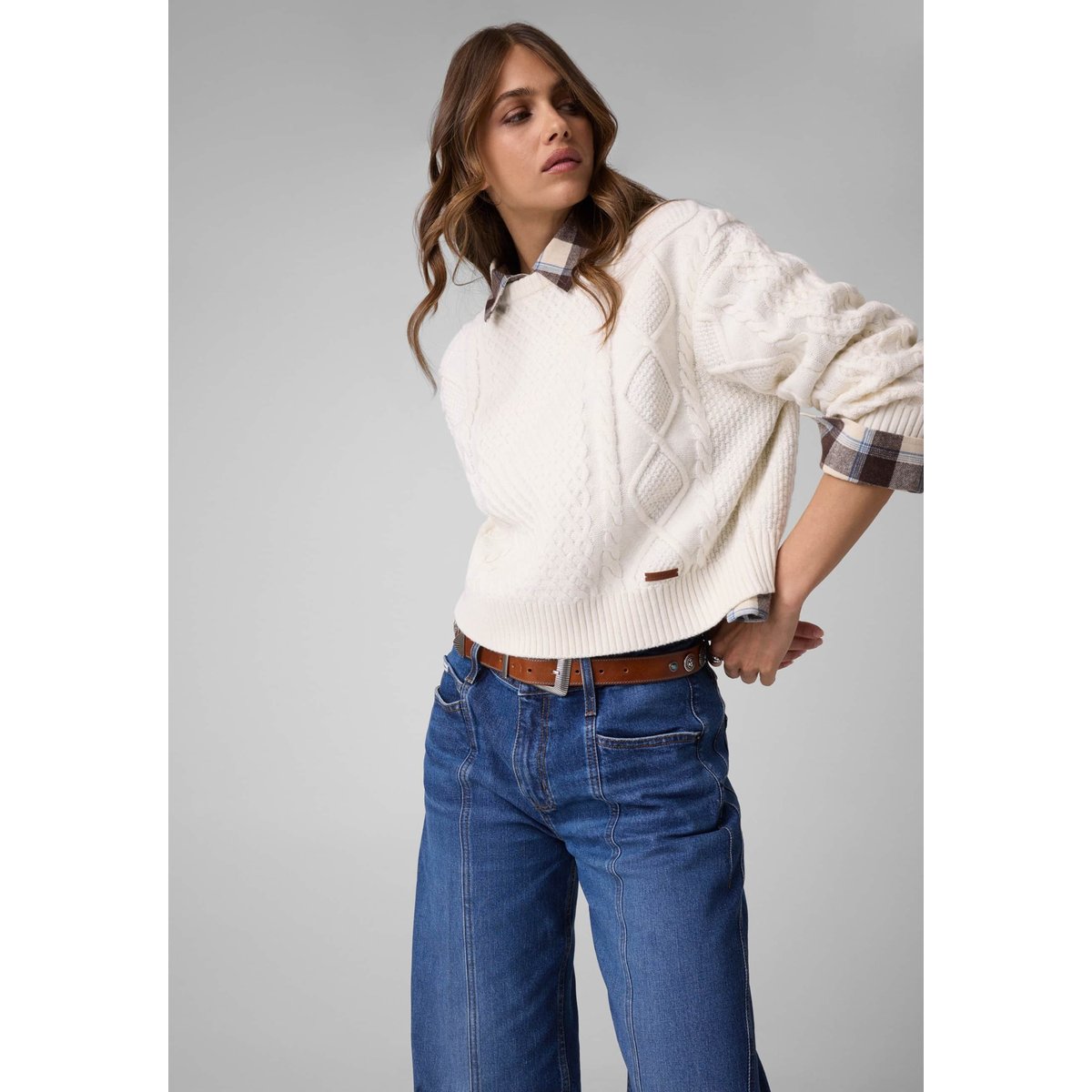 Pull En Laine Mélangée blanc, GUESS JEANS