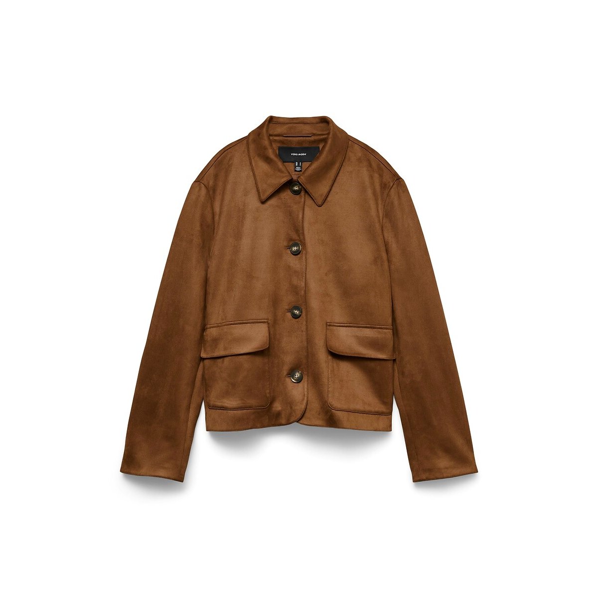 Veste en suédine avec poches, col polo cognac, VERO MODA