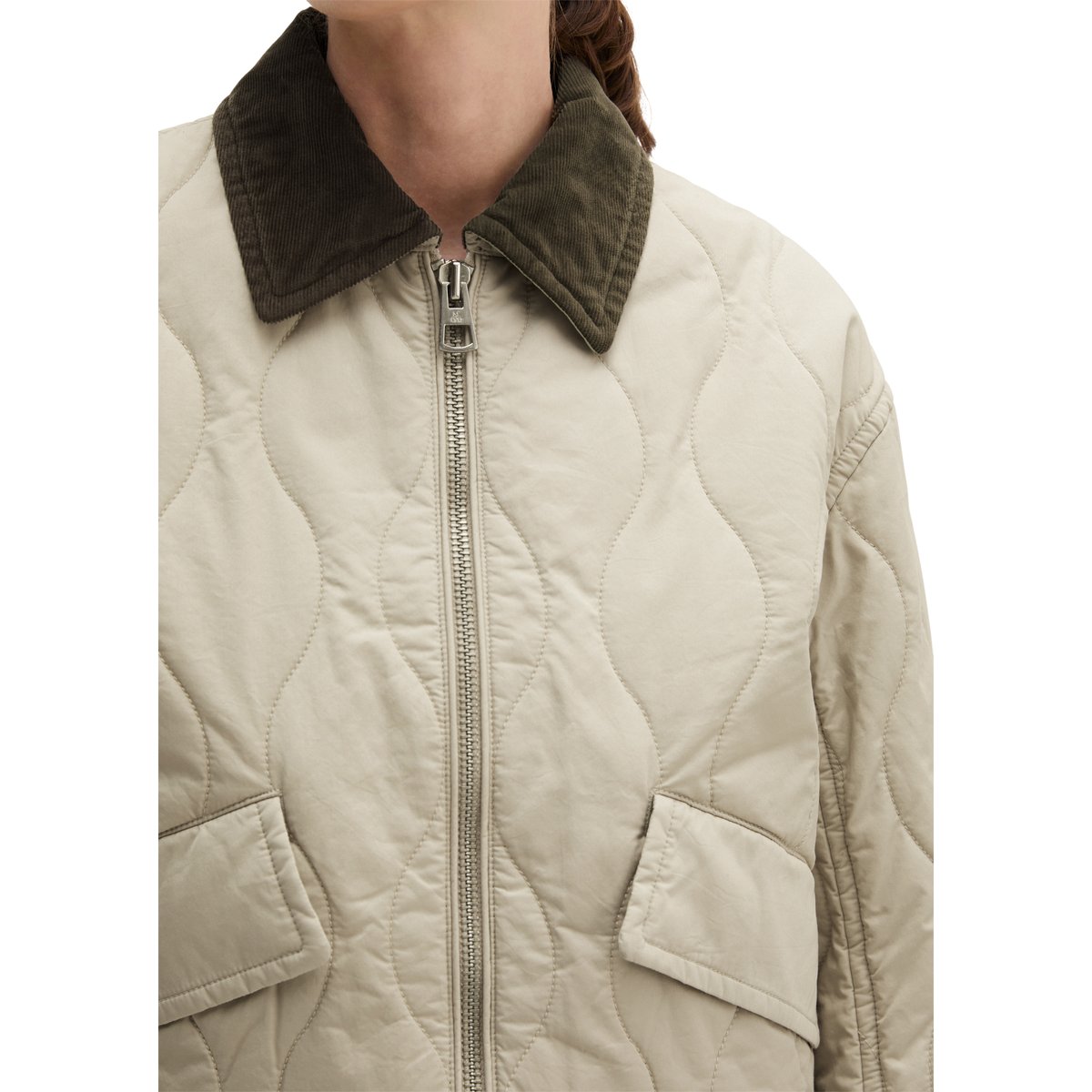 Veste matelassée en coton style barn regular en twill hydrofuge beige, MARC O'POLO