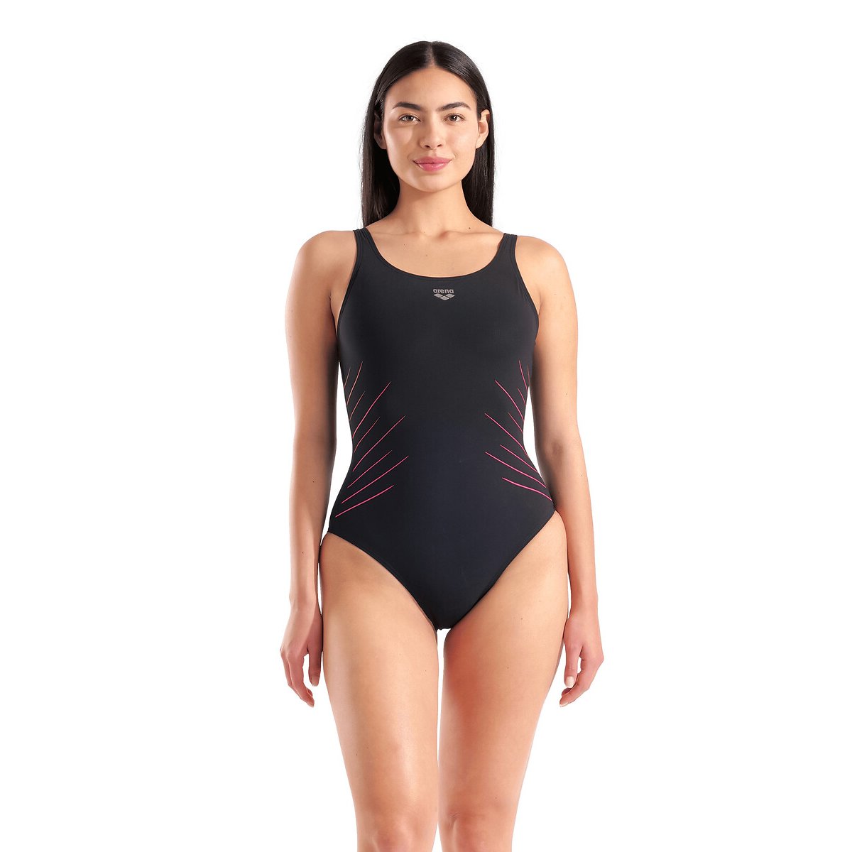 Maillot de bain 1 pièce ISA noir/rose, ARENA