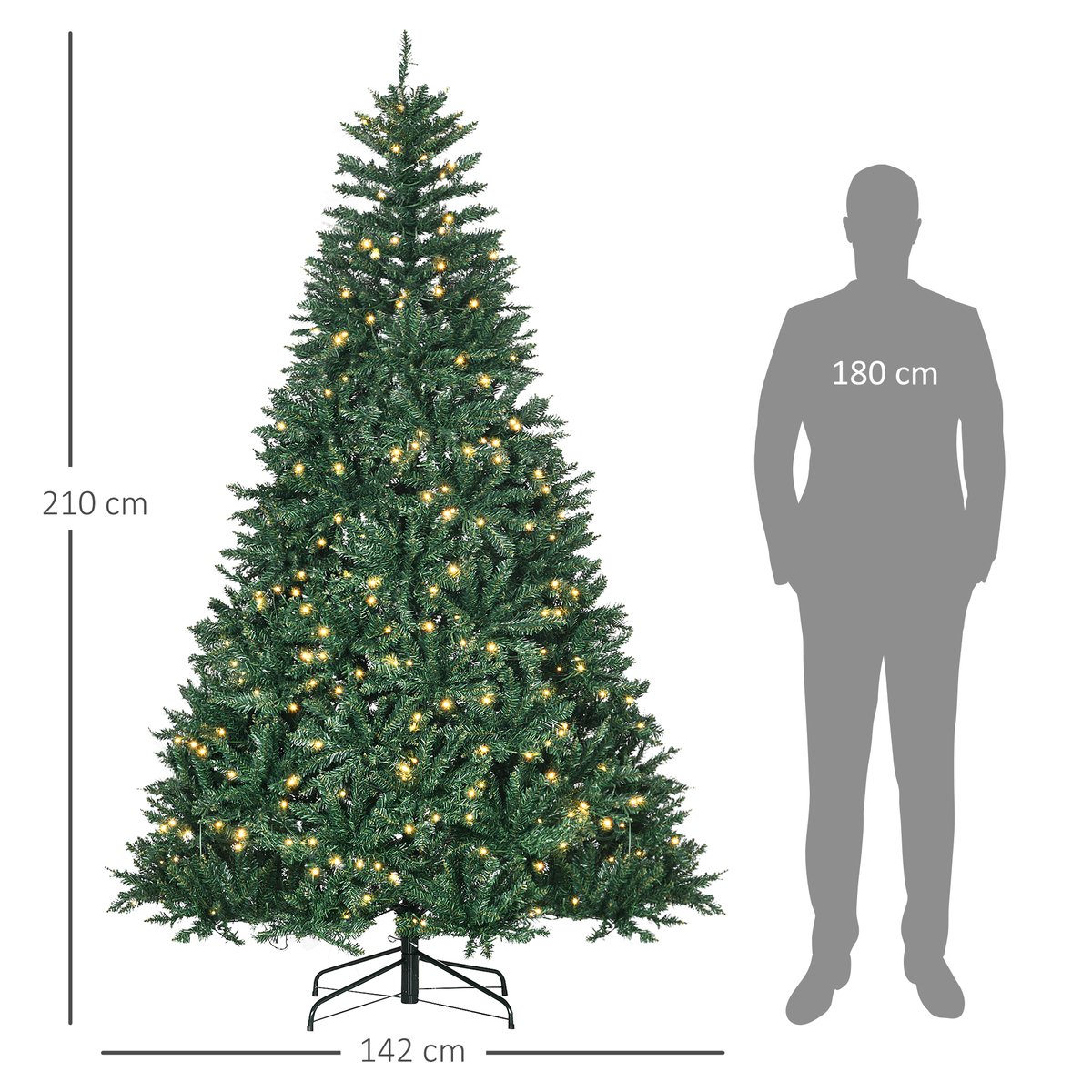 Sapin de Noël Plastique Vert doré, HOMCOM