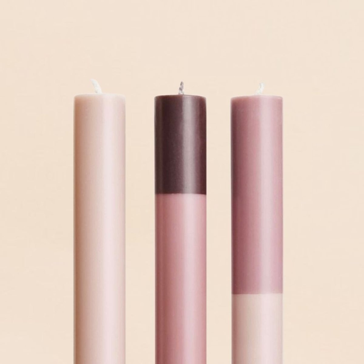 Set de 3 bougies rayées 30cm rose, ORIGINALHOME