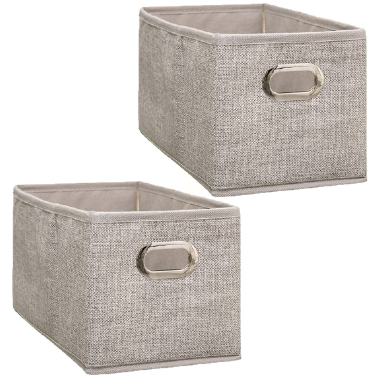 Lot de 2 paniers de rangement en tissu avec poignée MIX'N MODUL beige, TOILINUX