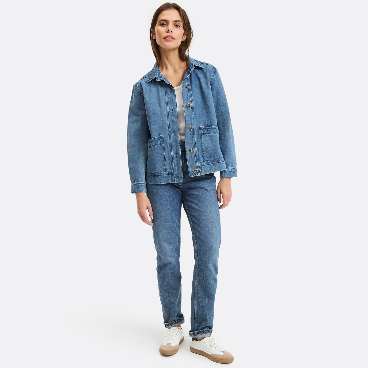 Signatures Leony Straight Cut Denim Jacket stonewashed blue, LA REDOUTE COLLECTIONS
