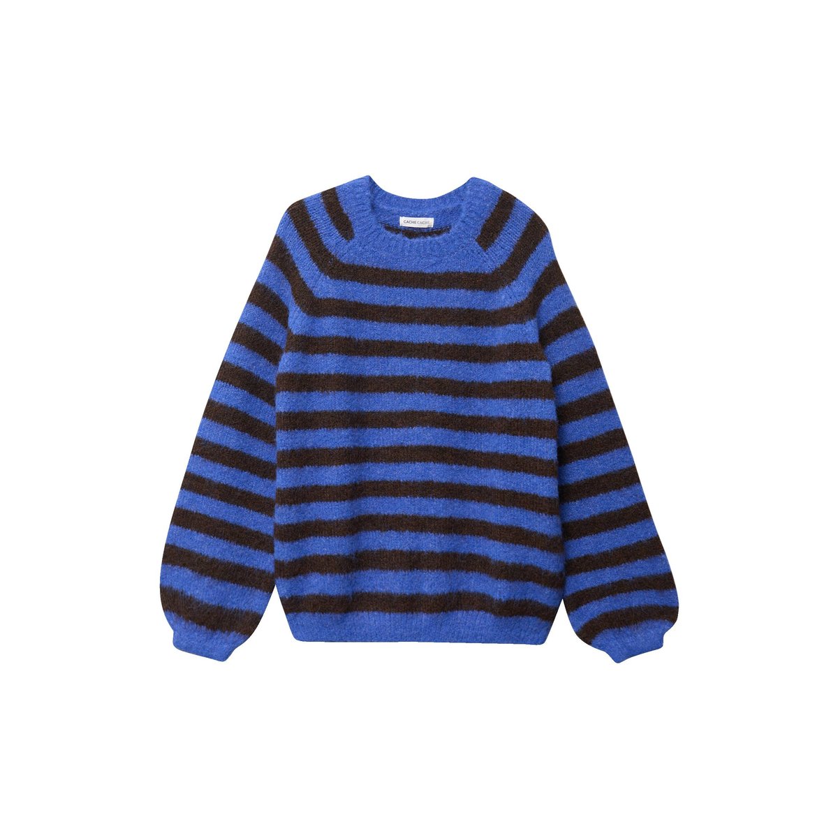 Pull ample col rond manches longues bleu electrique, CACHE CACHE
