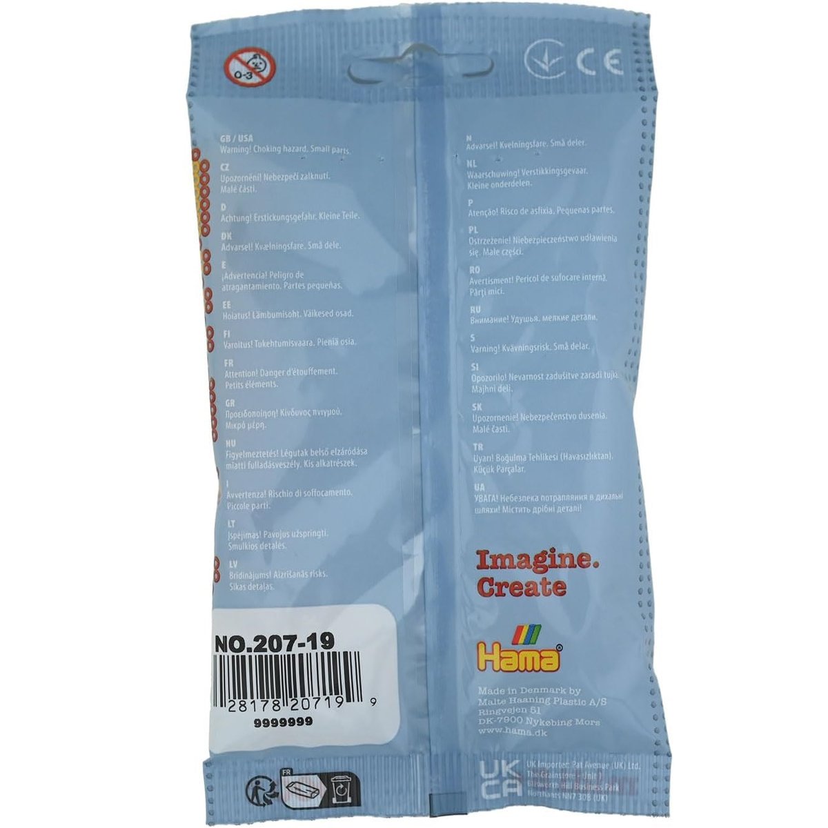 Sachet 1000 perles plastique Midi transparent blanc, HAMA