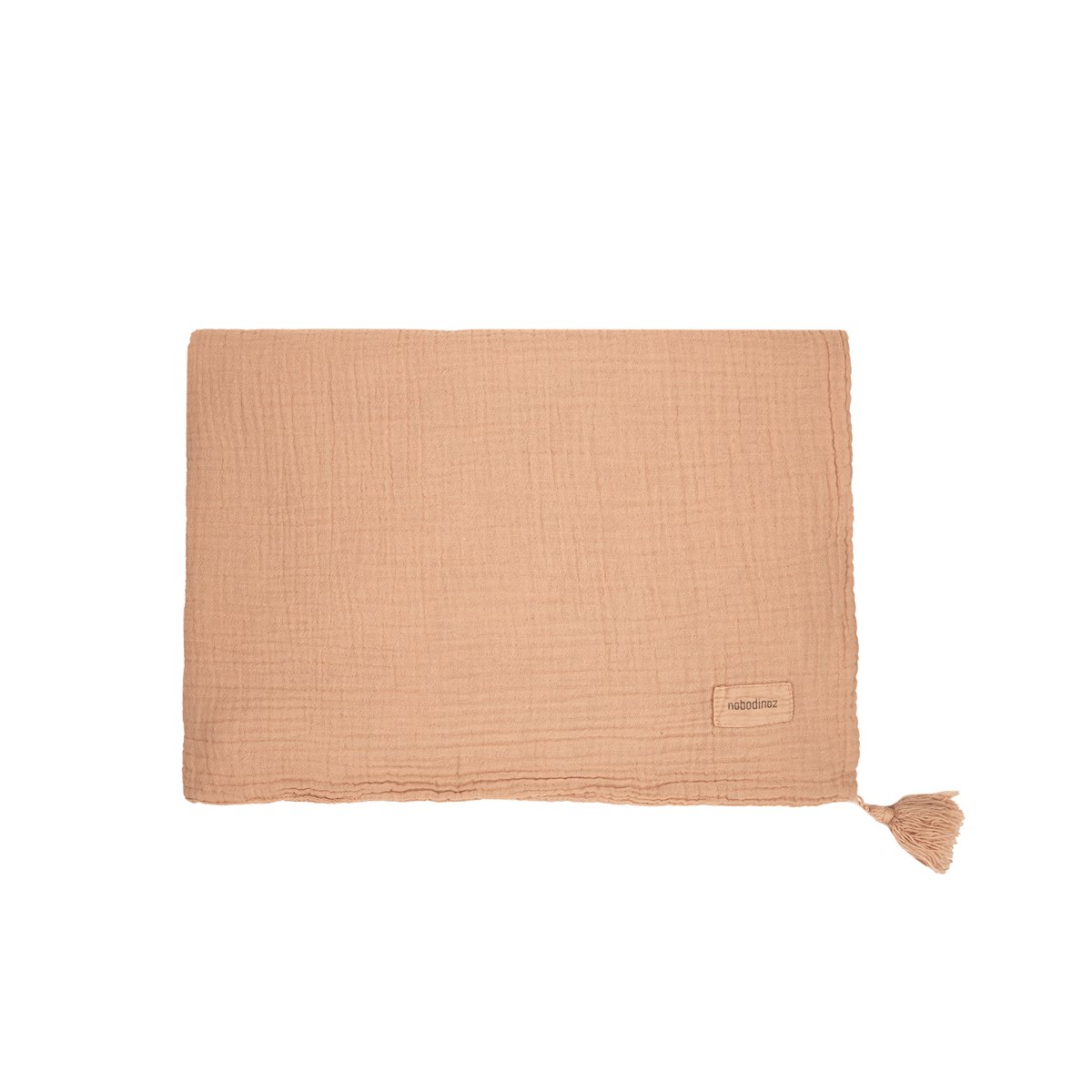 Couverture en double gaze de coton lavé WABI-SABI rose poudré, NOBODINOZ