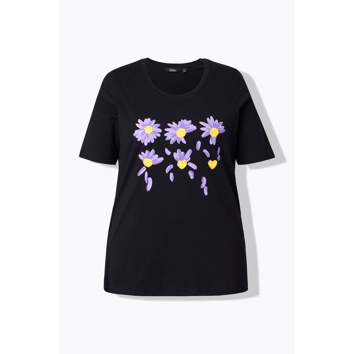 T-shirt à fleurs, coupe Classic Fit noir, ULLA POPKEN