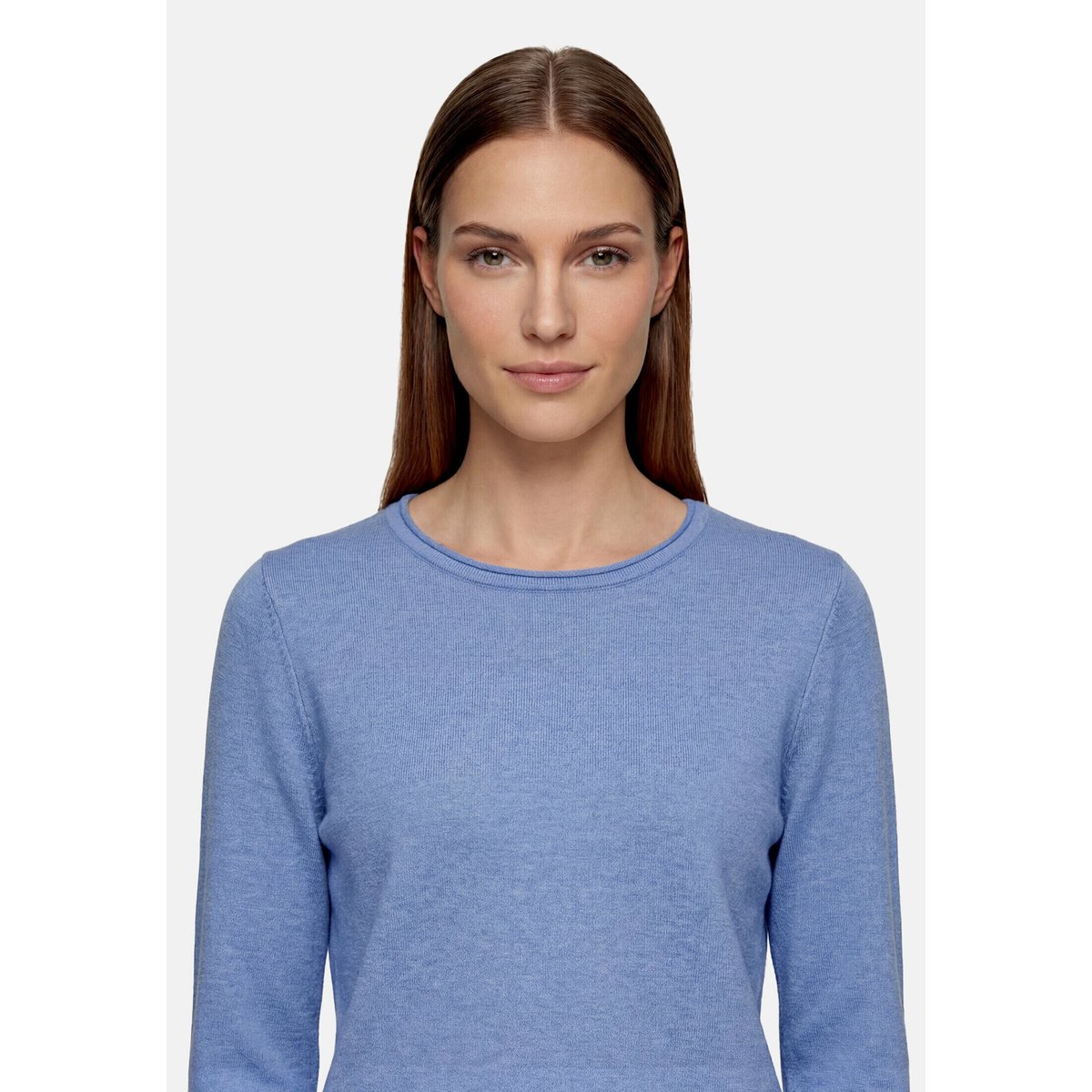 Pull-over en maille à cordon coulissant sous tunnel middle blue melange, BETTY BARCLAY