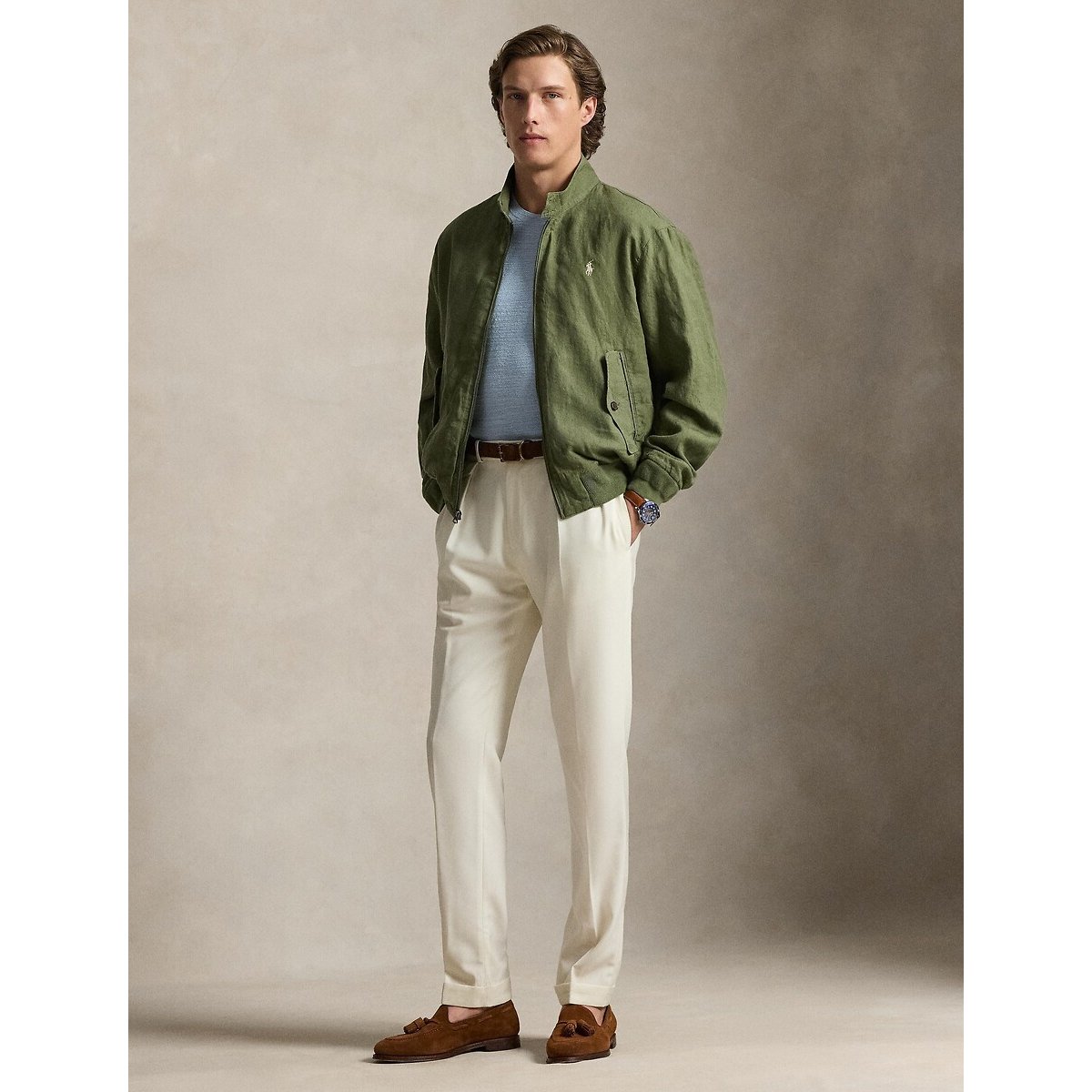 Veste Bedford en lin kaki, POLO RALPH LAUREN