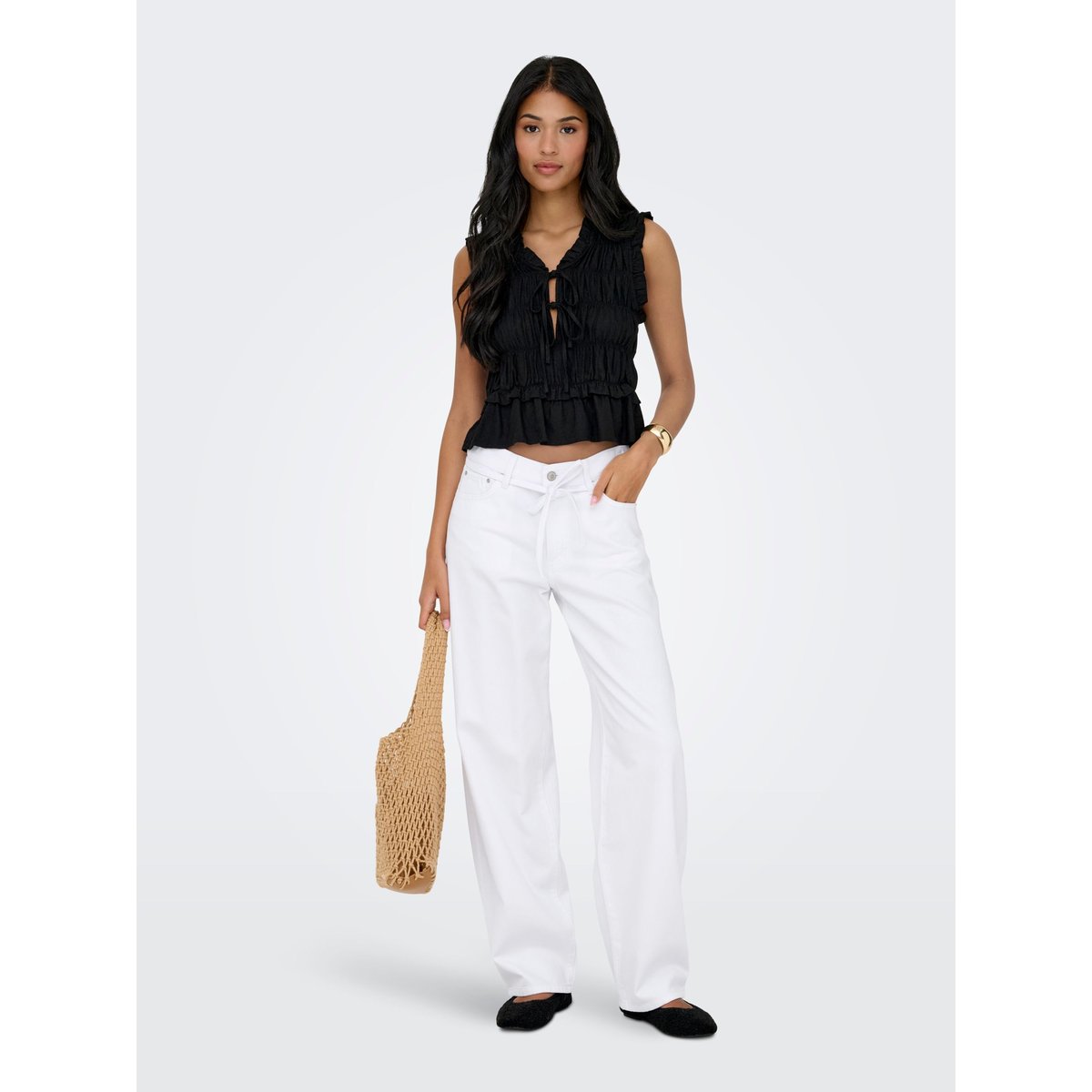 Jean Coupe Droite white denim, ONLY