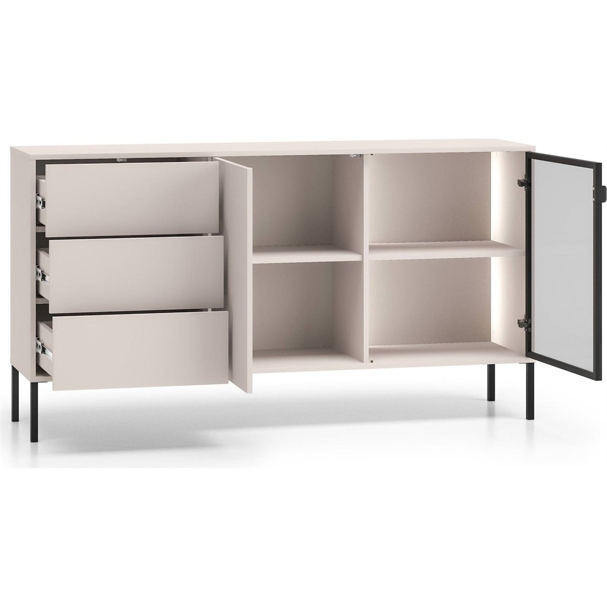 Buffet contemporain 2 portes avec LED cachemire, RECOLLECTION