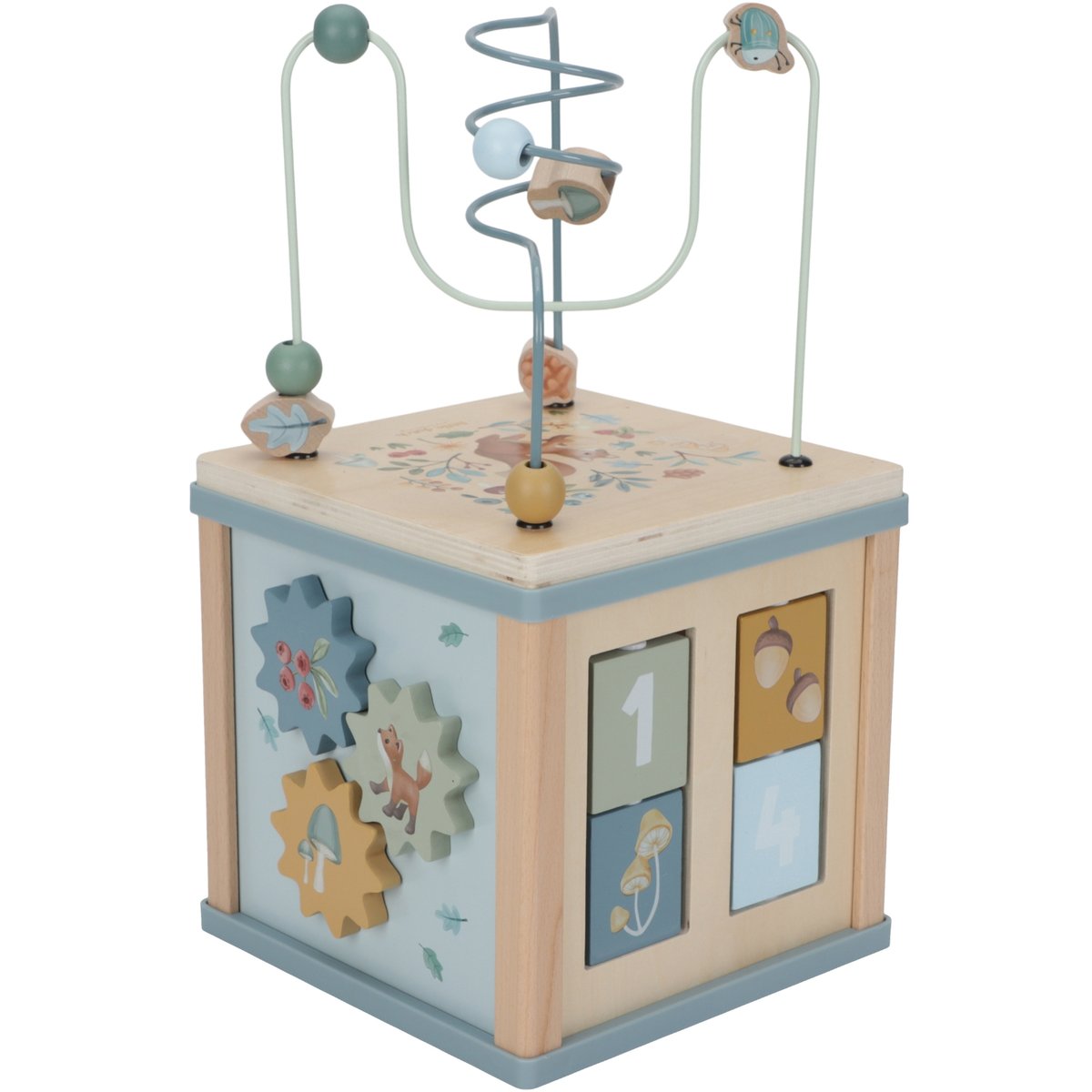 Cube d'activités bleu, jaune, vert, beige, multicolore, LITTLE DUTCH