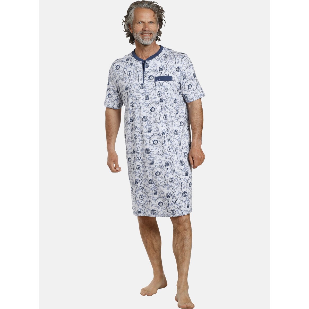 Chemise de nuit UNNI bleu à dessin, JAN VANDERSTORM