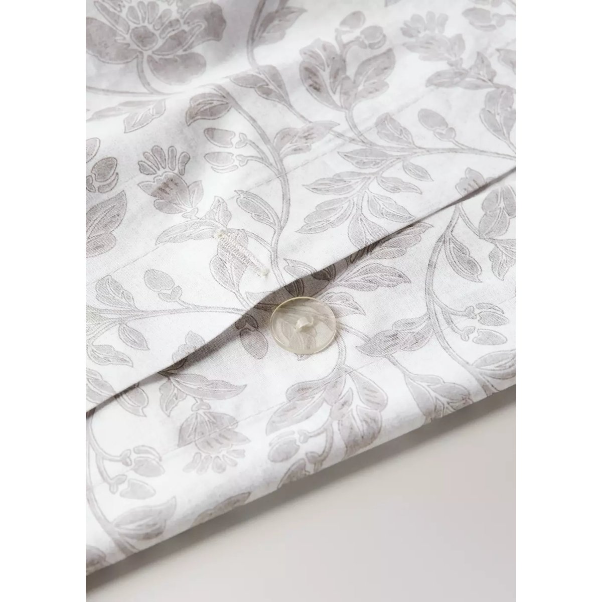 Housse de couette percale de coton imprimé fleuri lit 135/140 cm écru, MANGO HOME