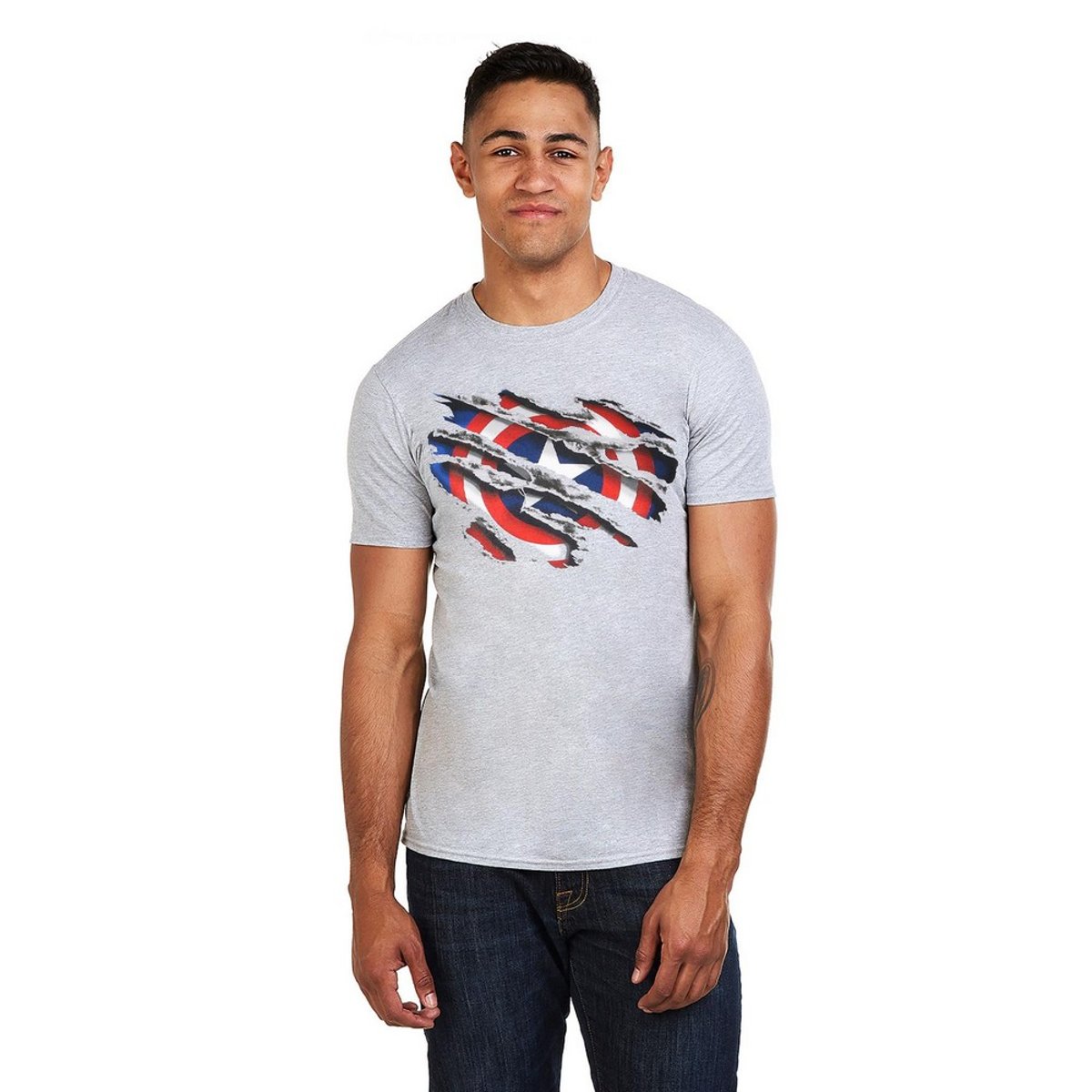T-shirt gris, CAPTAIN AMERICA