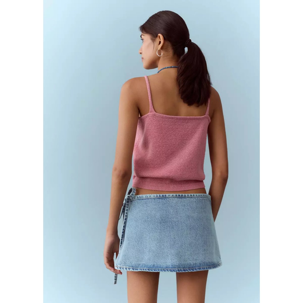 Short avec détail foulard amovible bleu clair, MANGO TEEN