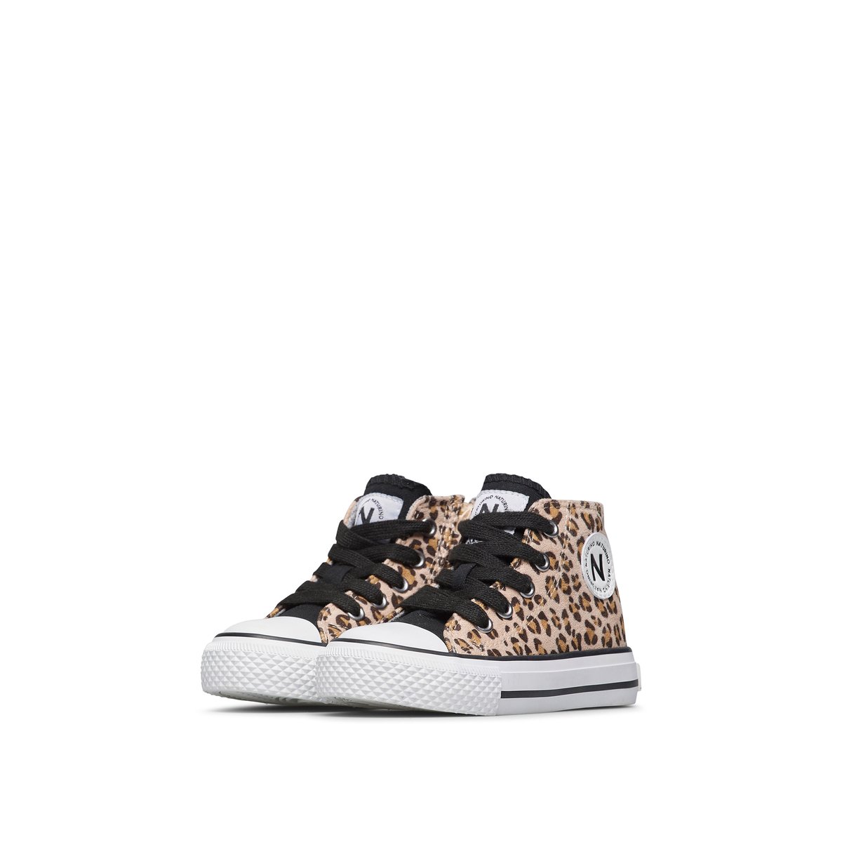 Baskets en tissu imprimé leopard YLFAS. beige-noir, NATURINO