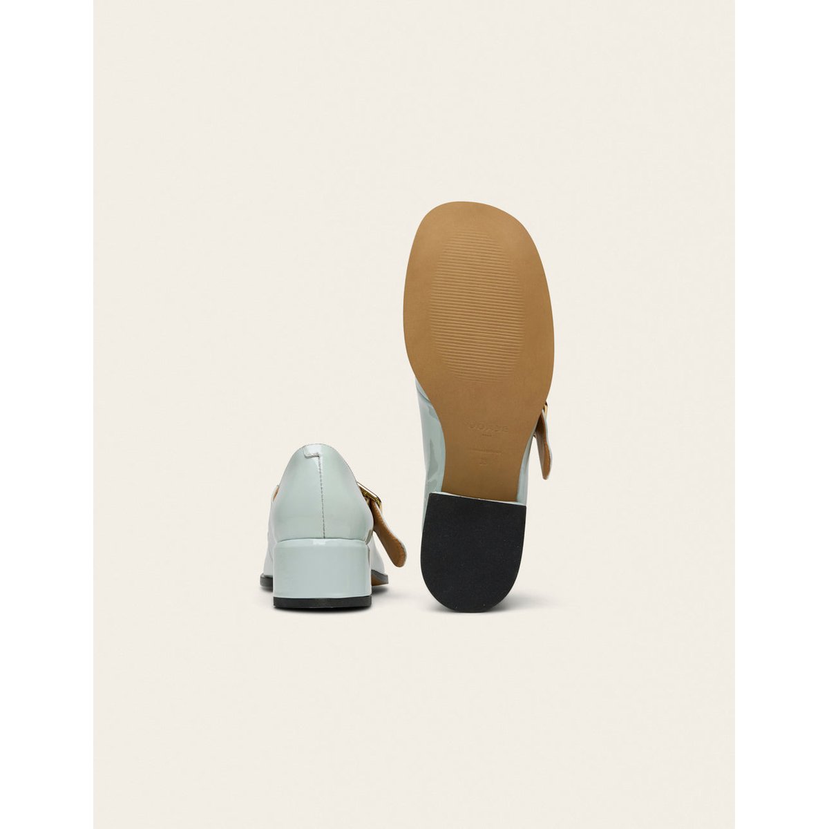 Escarpins AMARI cuir verni bleu glacé, ODAJE