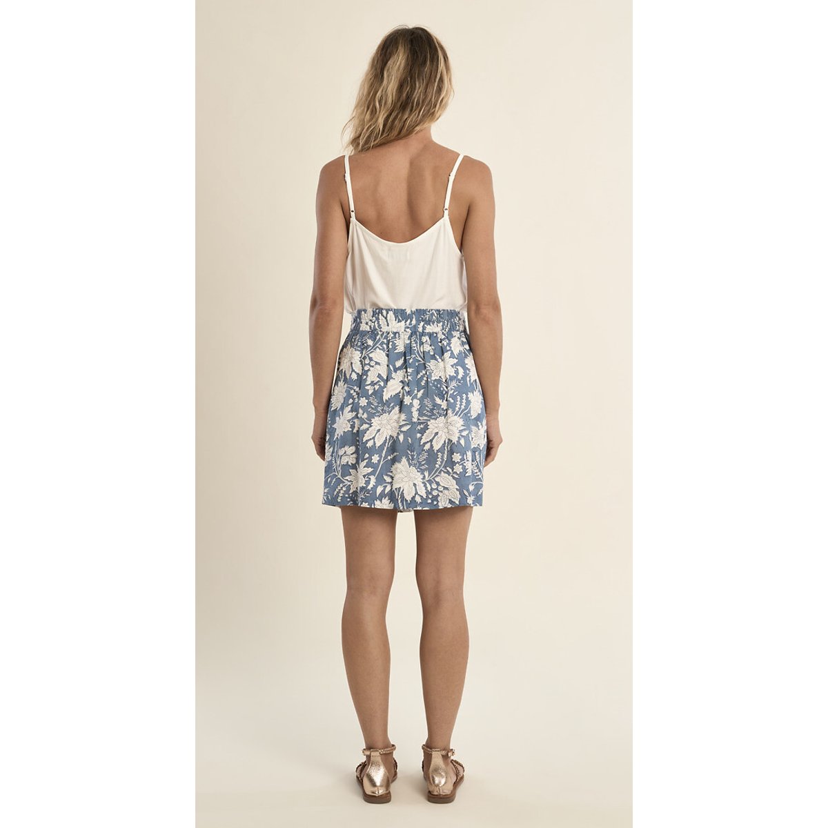 Falda corta estampada estampado azul claro, MOLLY BRACKEN