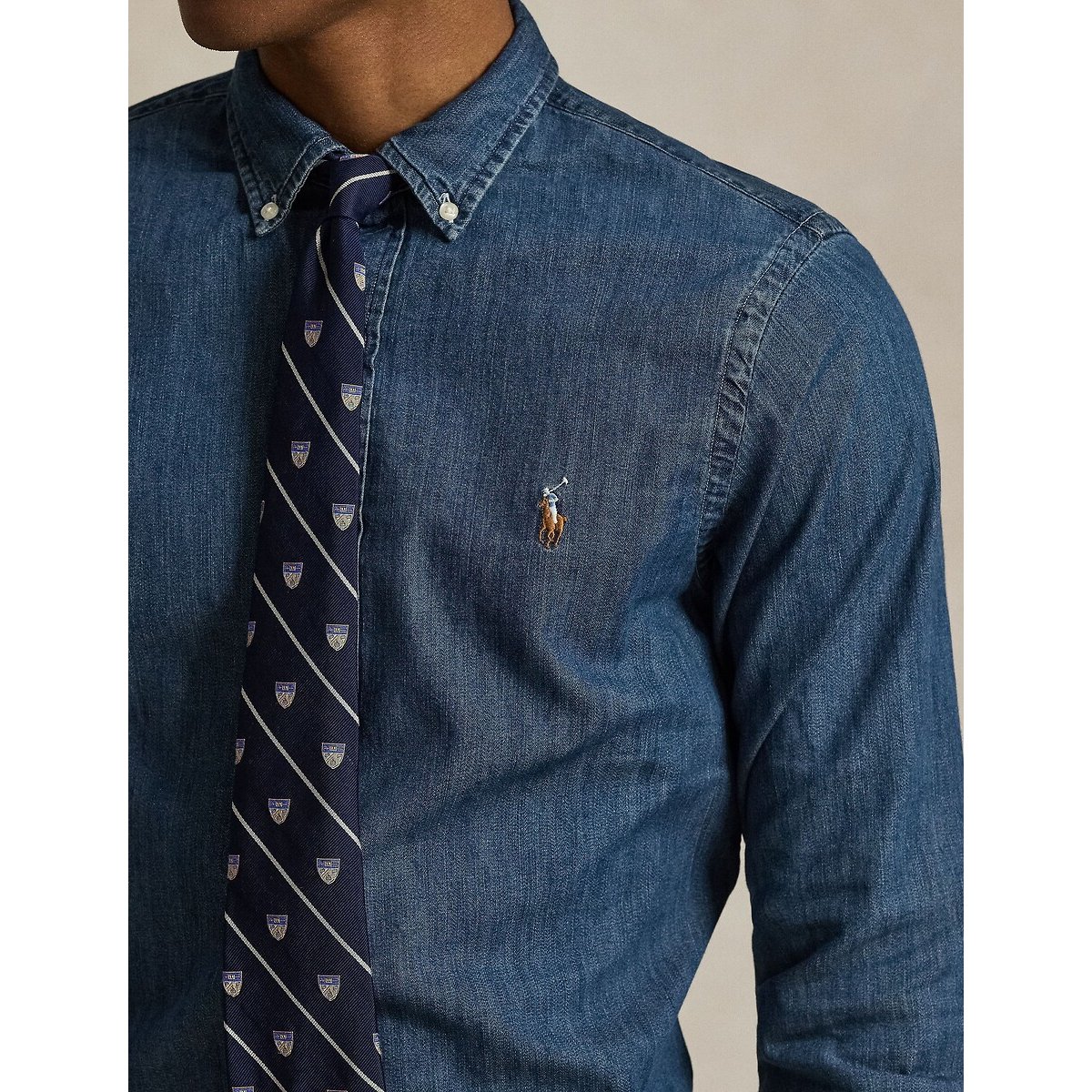 Camicia sportiva slim in denim blu scuro, POLO RALPH LAUREN