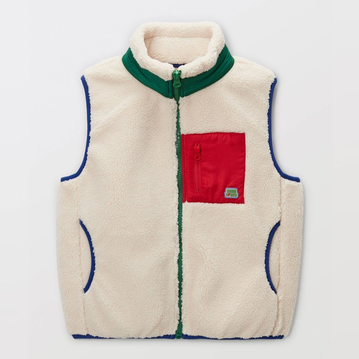 Veste sans manches uni en sherpa naturel, MONOPRIX