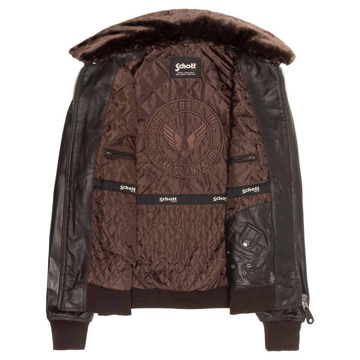 Blouson en cuir marron, SCHOTT