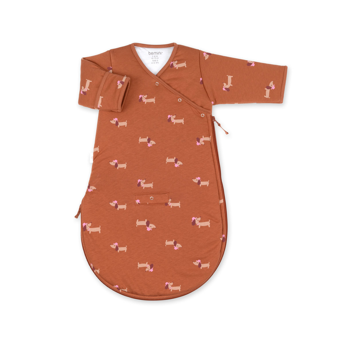 Gigoteuse avec moufles hiver - TOG 3 Cocon bien chaud wouff noisette, BEMINI