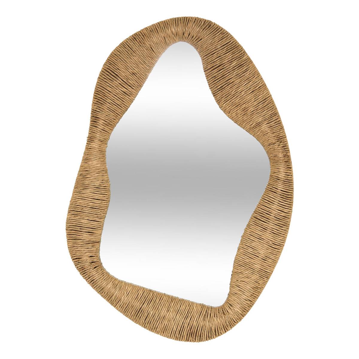 Miroir ovale en osier SANOA beige lin, ATMOSPHERA