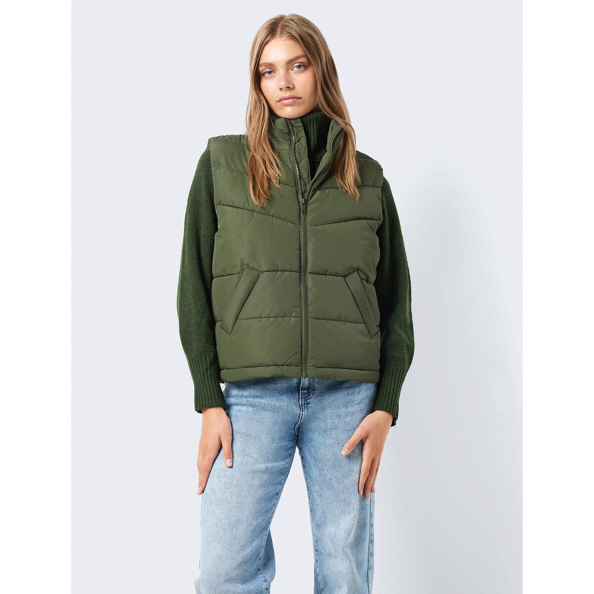 Doudoune courte sans manches vert kaki, NOISY MAY