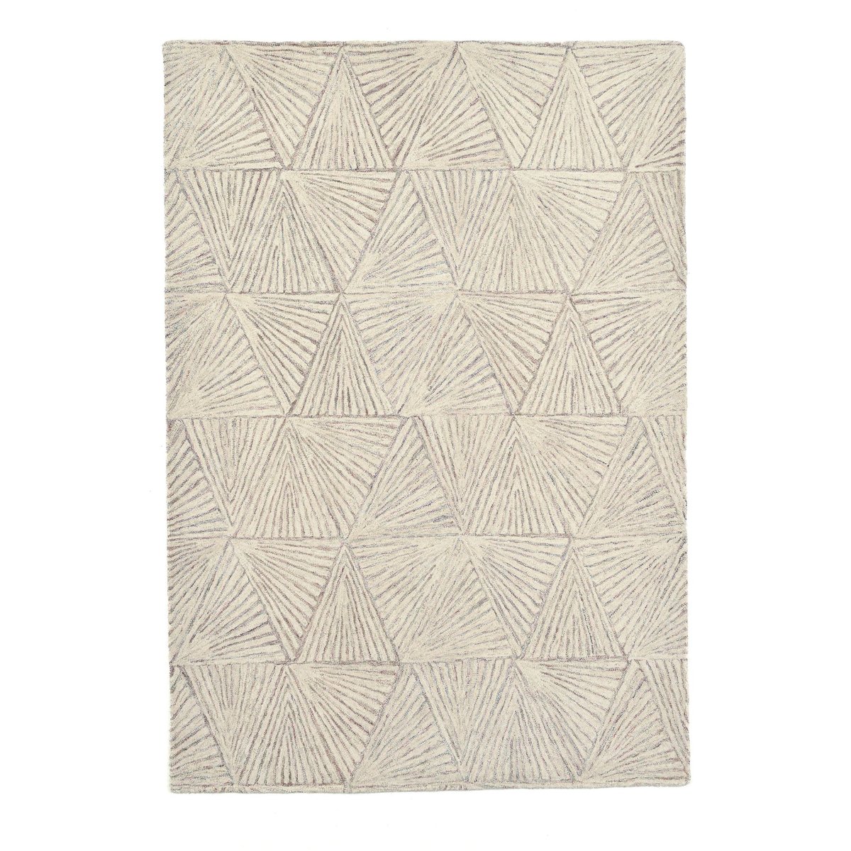 Tapis tufté main en laine vierge et viscose sable, THEKO