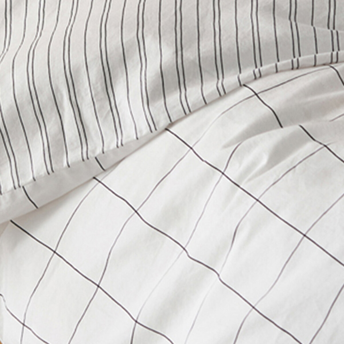 Monille Washed Cotton Duvet Cover white print/black, LA REDOUTE INTERIEURS