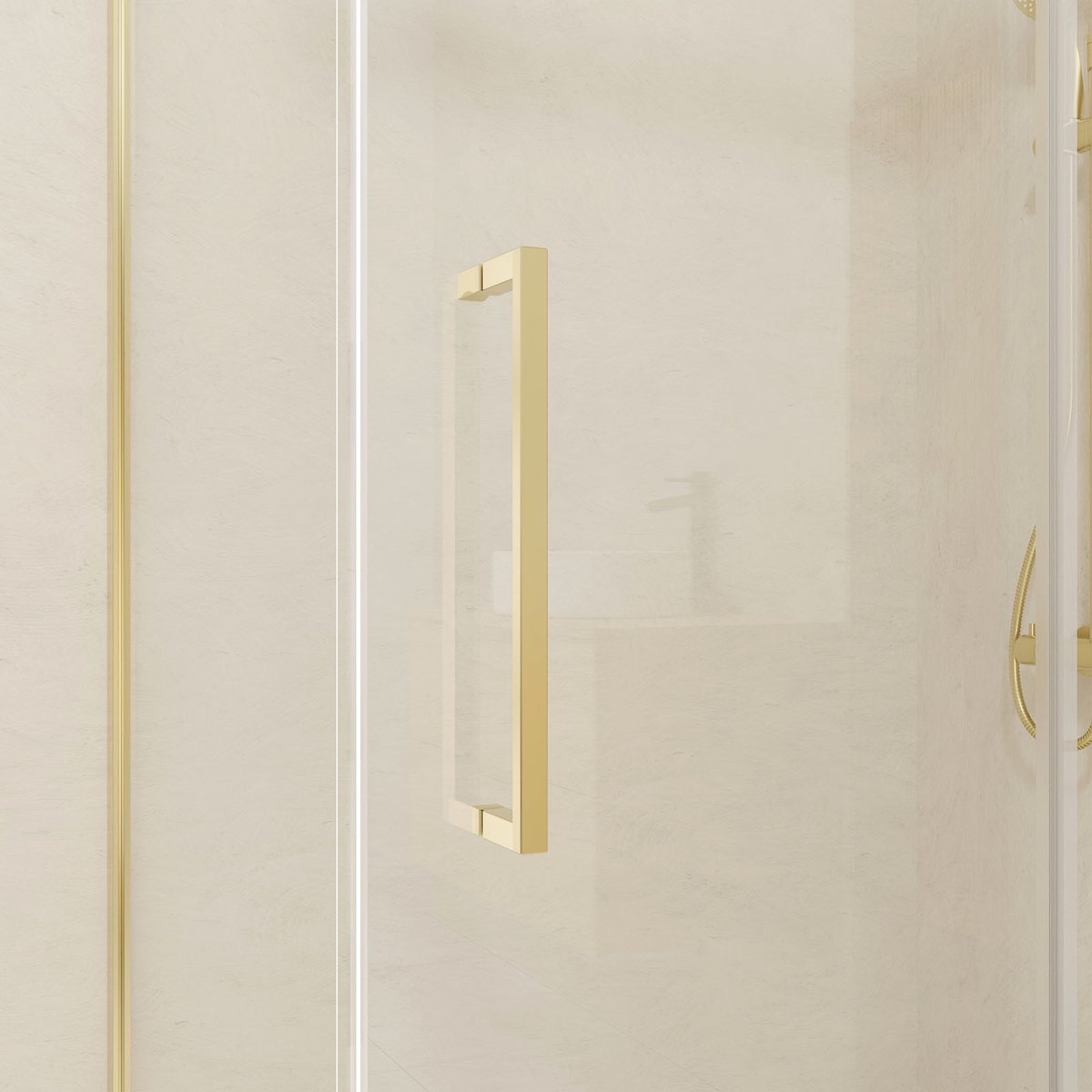 Porte de douche coulissante en verre trempé doré, HOME MAISON