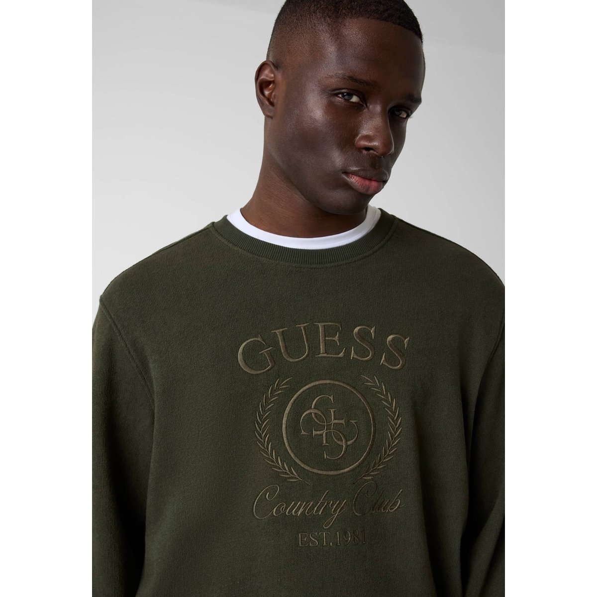 Sweatshirt Avec Logo Brodé vert foncé, GUESS