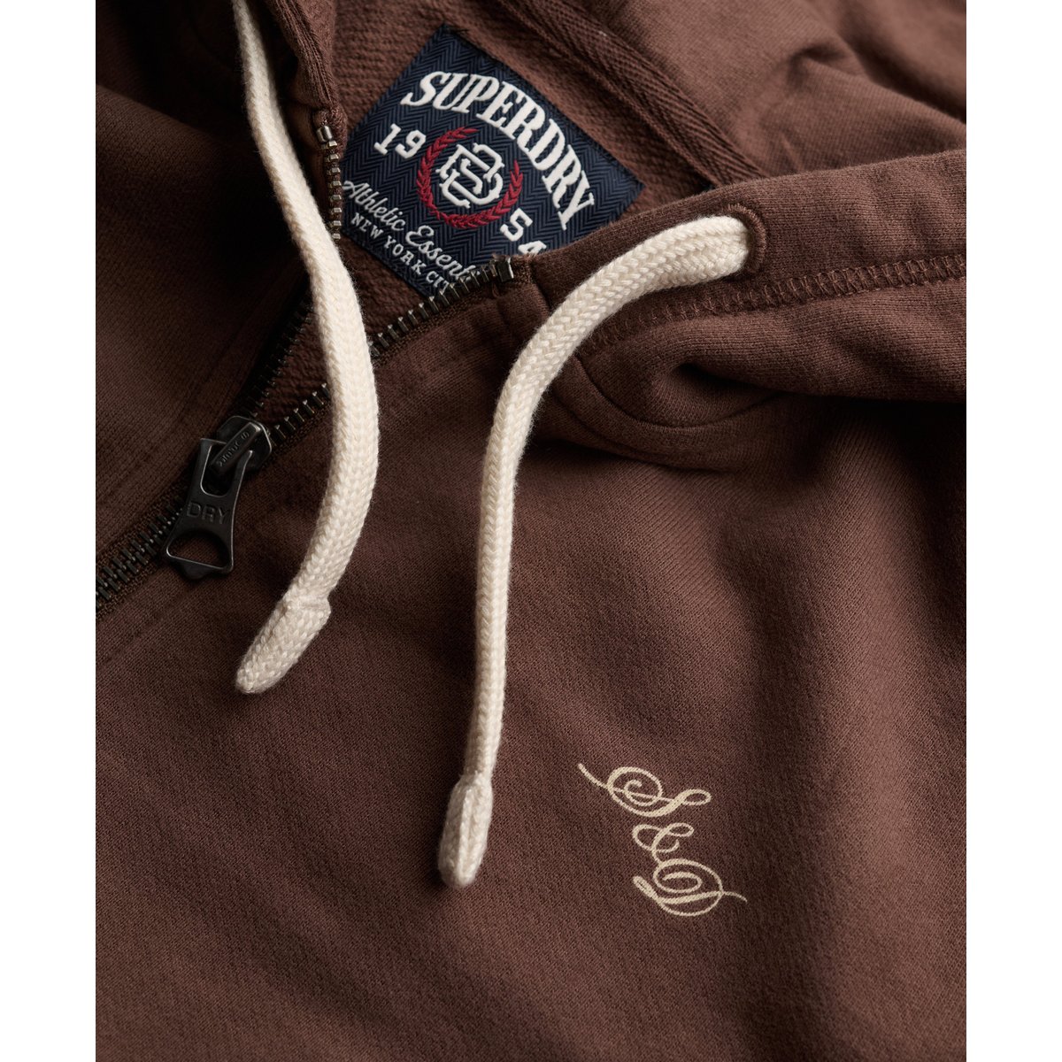 Sweat zippé à capuche Athletic Essentials Crop Coupe Décontractée marron châtaigne, SUPERDRY