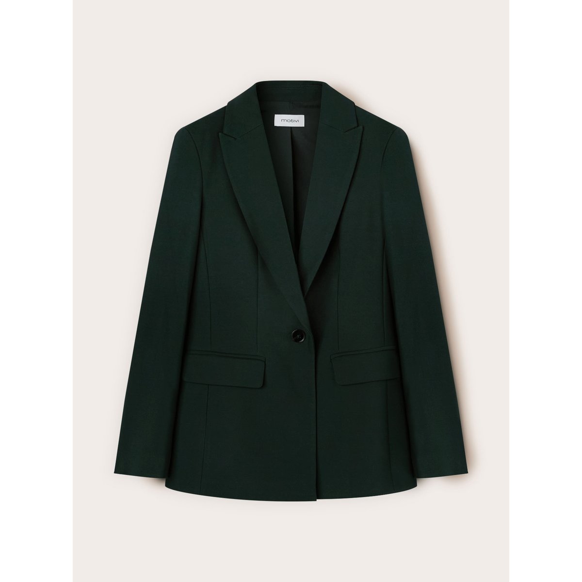 Blazer à simple boutonnage en mélange de viscose vert, MOTIVI