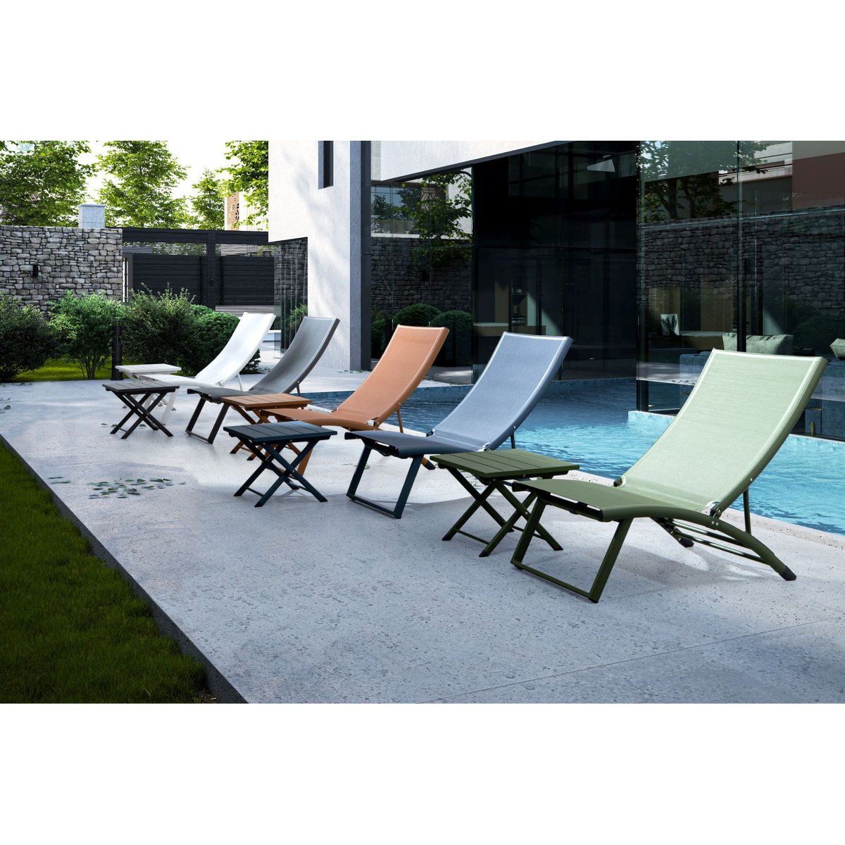 Table basse pliante de jardin en aluminium L44 - CABOURG bleu marine, HELLIN, DEPUIS 1862