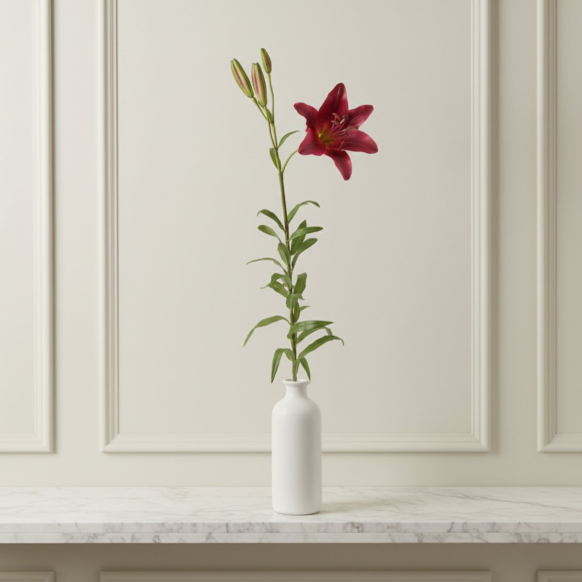 Tige de lily rubrum artificielle H98 ELSA rouge, SIA DECO