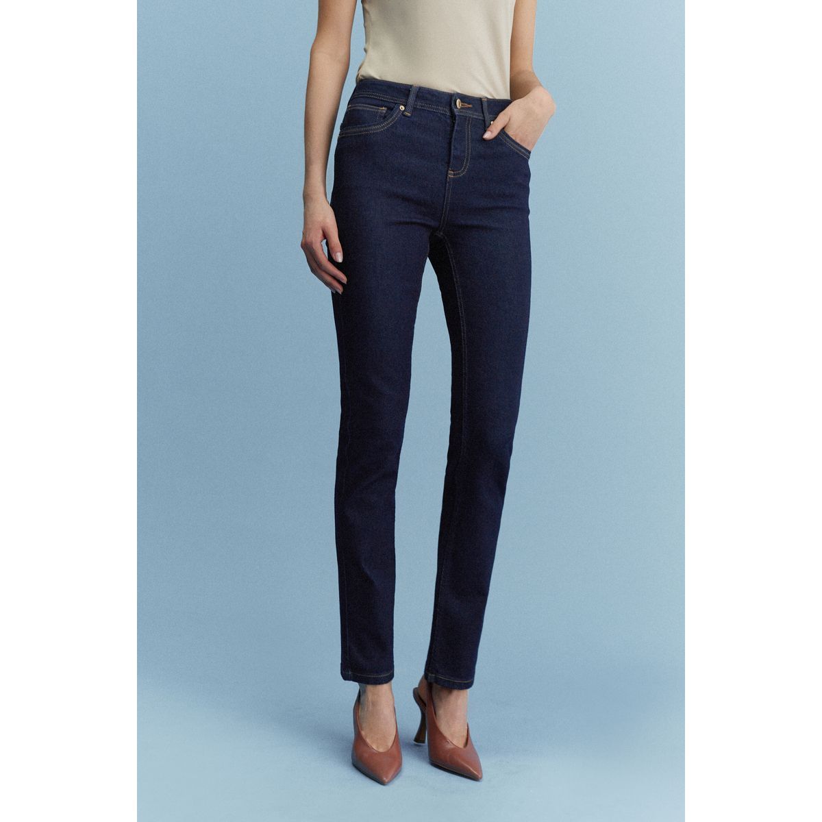 Jean slim ultra-doux délavage bleu, NEXT