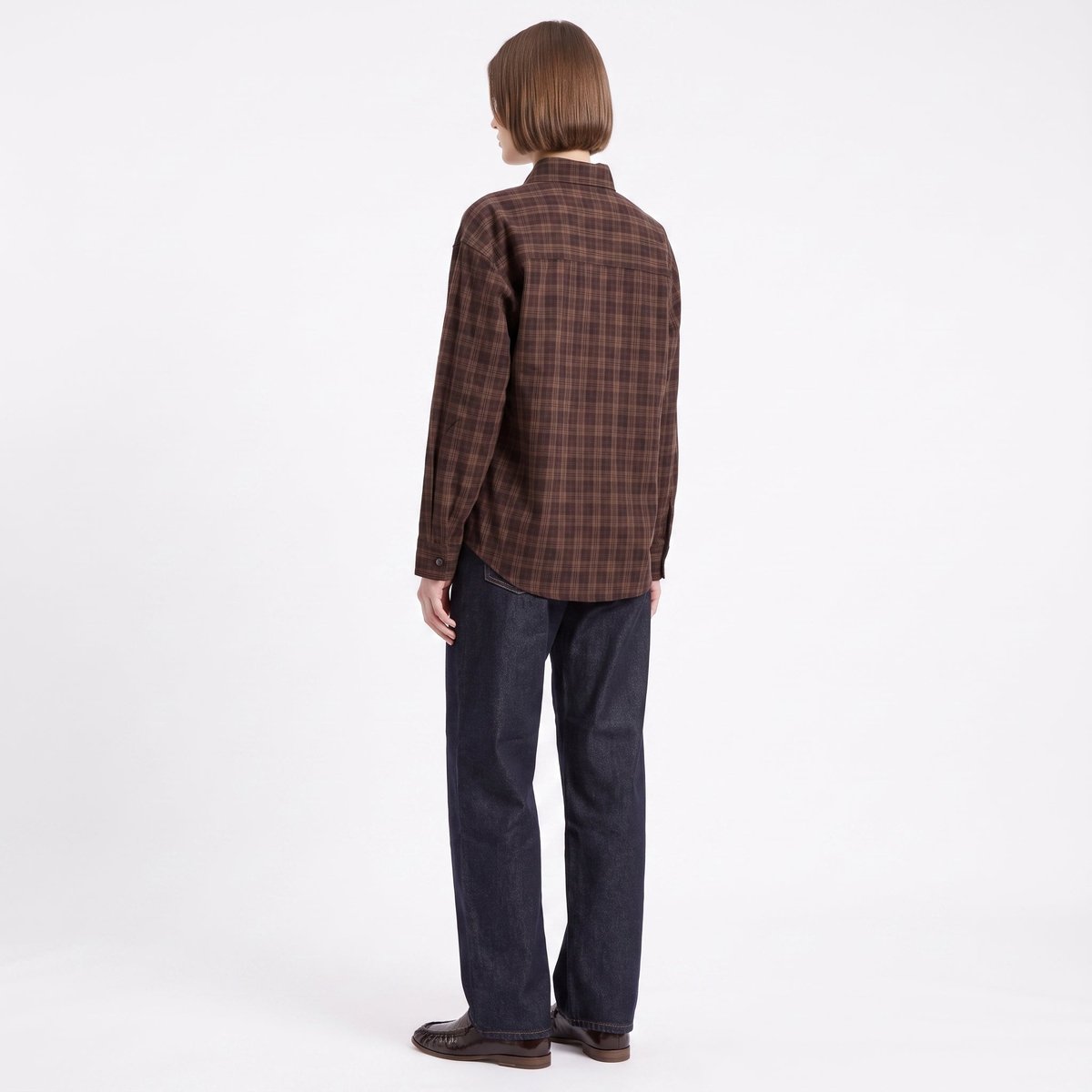 Chemise femme croisée à carreaux en coton VALEA brown, ARTLOVE