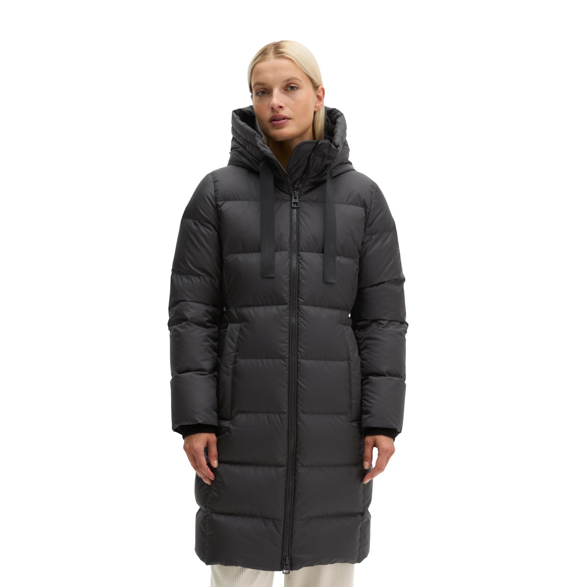 Manteau matelassé en duvet à capuche, coupe régulière avec une surface hydrofuge noir, MARC O'POLO