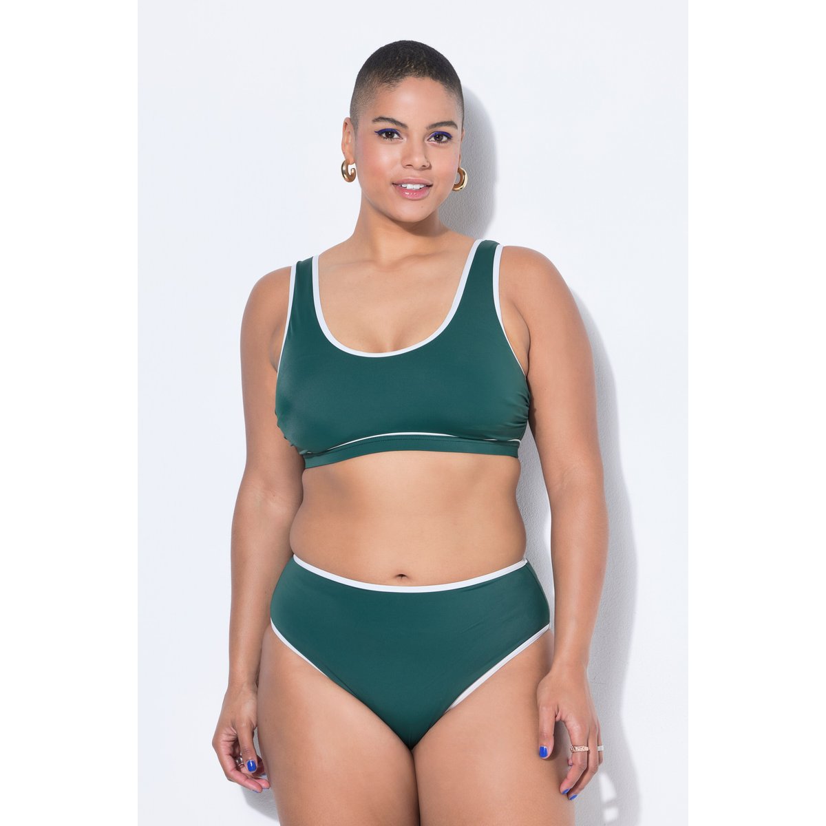 Bas de bikini sculptant à taille haute et vert foncé, STUDIO UNTOLD