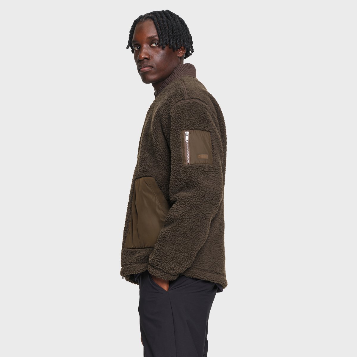 Blouson bomber sherpa détails contrastants zippé bois, AIGLE