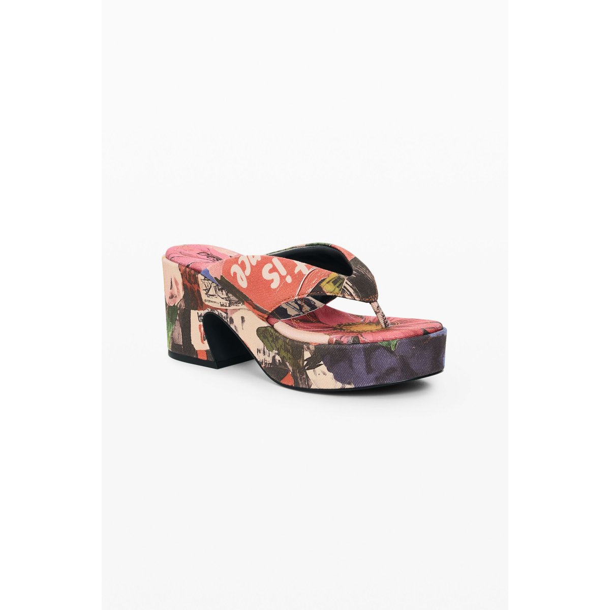 Sandale plateforme à imprimé rouge, DESIGUAL