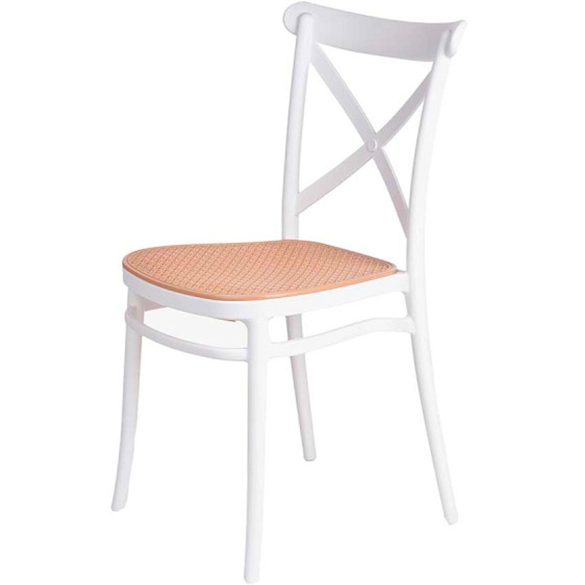 Chaise en plastique blanc et assise effet rotin 51x42x85cm blanc, WADIGA
