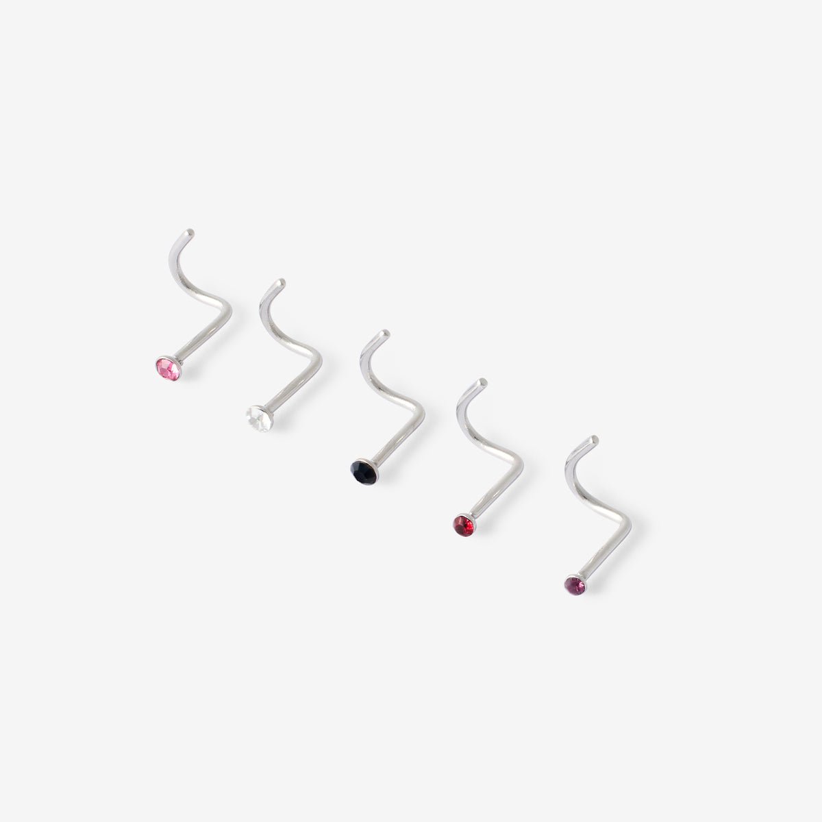 Set de 5 piercings en acier avec strass argenté, BALABOOSTE